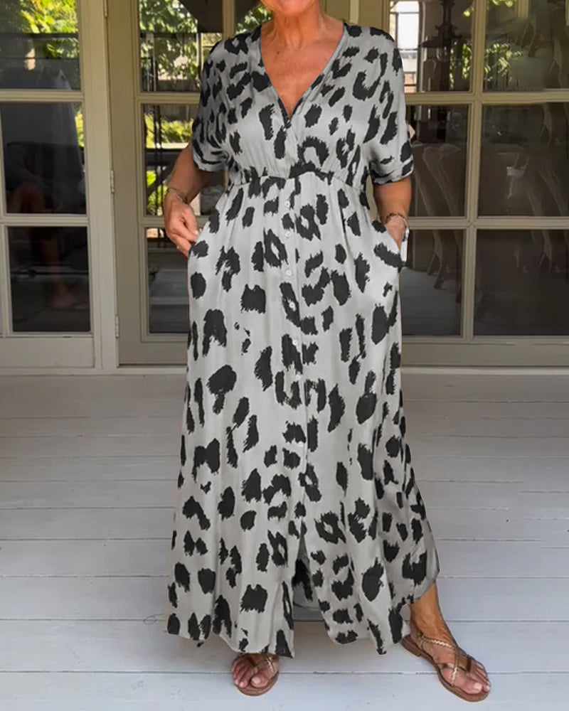 Ruth - Kleid mit Leopardenmuster und zwei Taschen