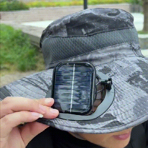 Solar- und USB-Ladeventilator Outdoor-Fischerhut