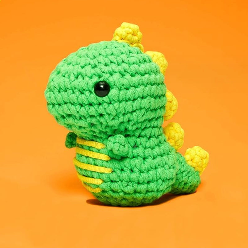 Colorful crocheted dinosaurs